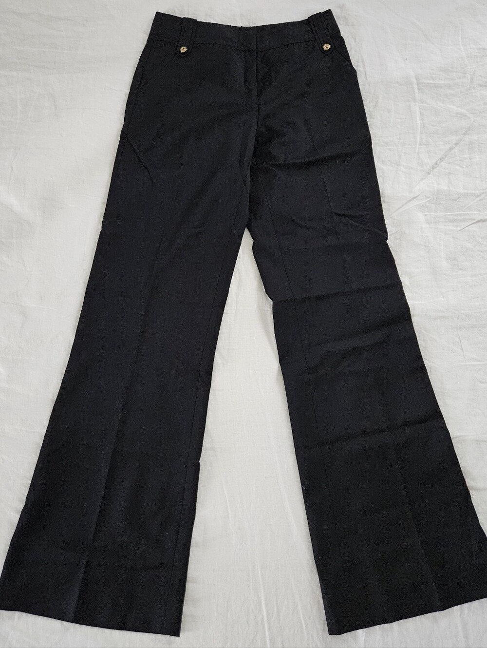 Tory Burch Black Lightweight Wool Blend Wide Leg Trouser Dress Pants NWOT SIZE 4